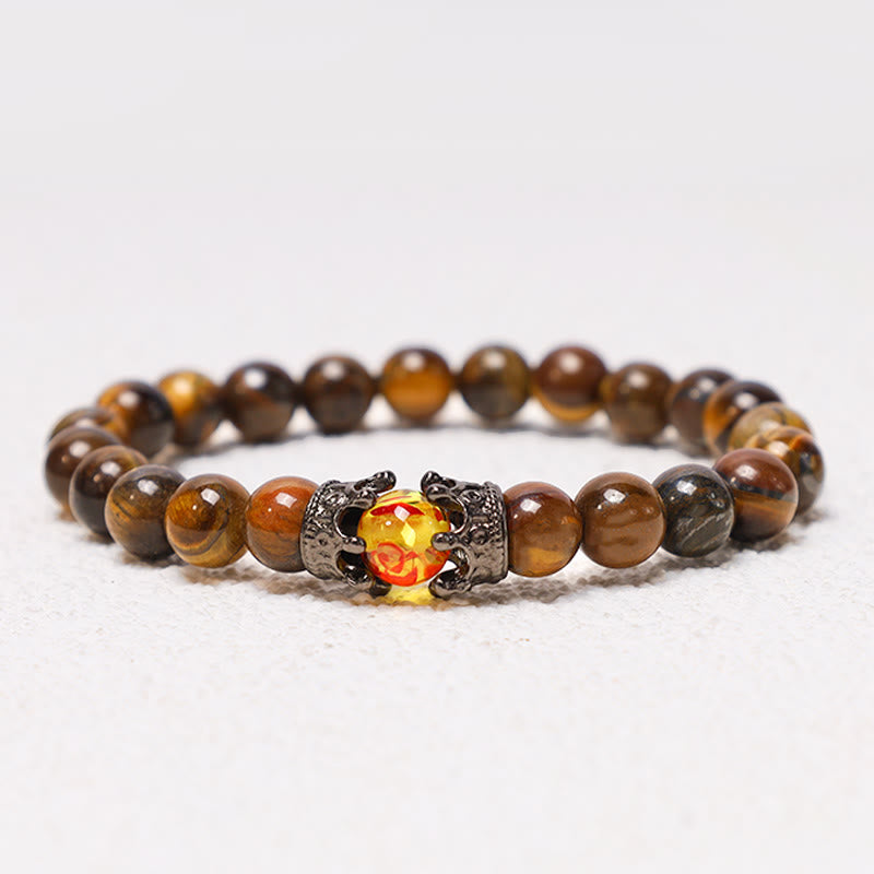 Buddha Stones Pietra naturale Corona del re e della regina Perline di energia curativa Bracciale di coppia