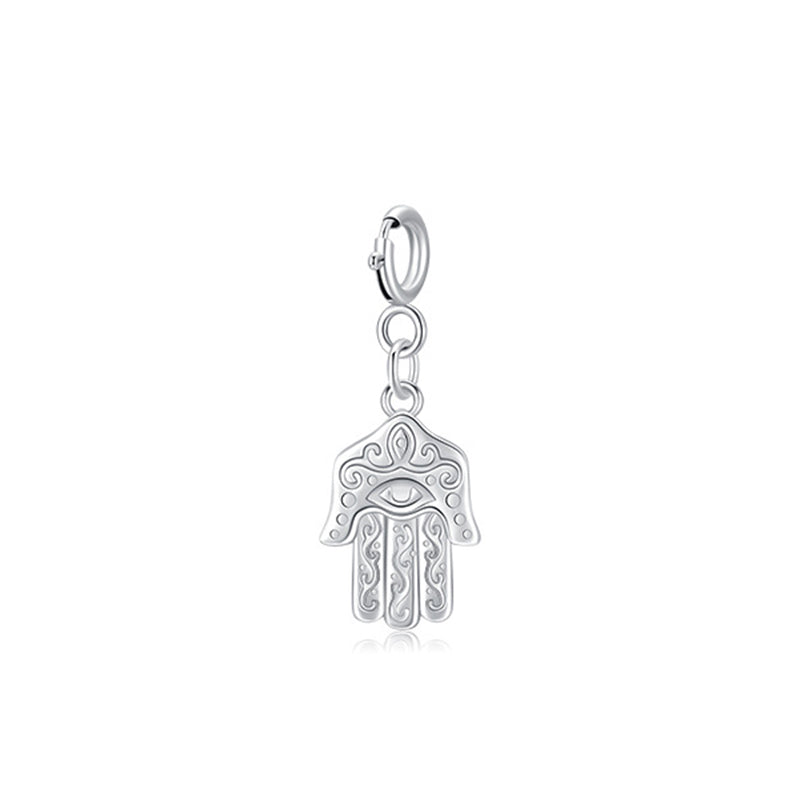 Collana con ciondolo a forma di catena con simbolo Hamsa e occhio maligno in argento sterling 925, prosperità e fortuna - HAMSA Argento (solo ciondolo) - image 12