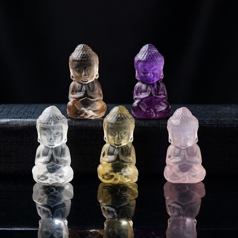 Buddha Stones Vari cristalli Ametista Cristallo rosa Cristallo bianco Citrino Buddha intagliato Guarigione spirituale Collana Ciondolo Decorazione - image 0