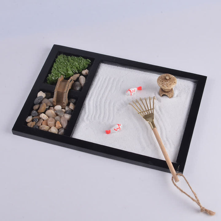 Buddha Stones Koi Fish Piccolo ponte Calma Pace Meditazione Zen Decorazione del giardino - Giardino Zen dei Pesci Koi - image 0