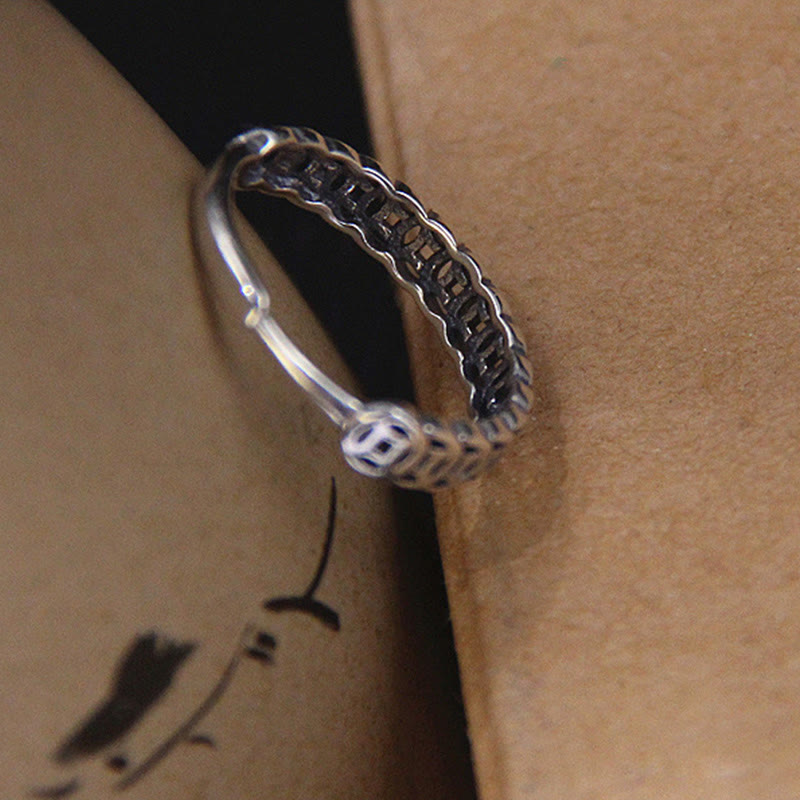 Anello regolabile portafortuna con design moneta in rame vintage