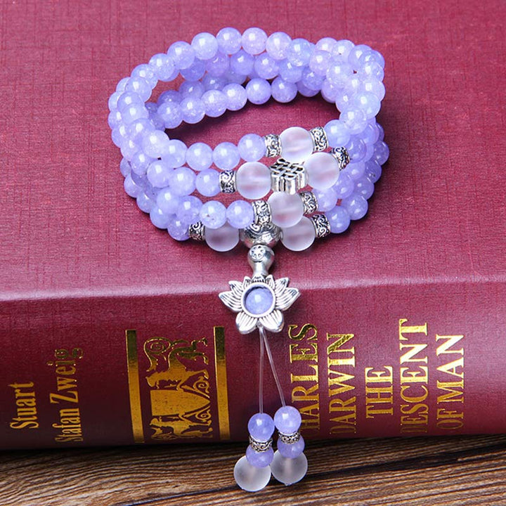 Braccialetto Mala con perline di diaspro viola Buddha Stones Strength