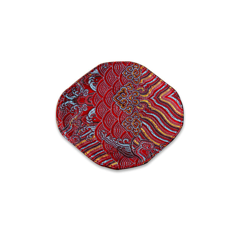 Buddha Stones Sea Wave Bamboo Plum Blossom Broccato Ricamo Sottobicchiere per tazza da tè Kung Fu Tappetino da tè