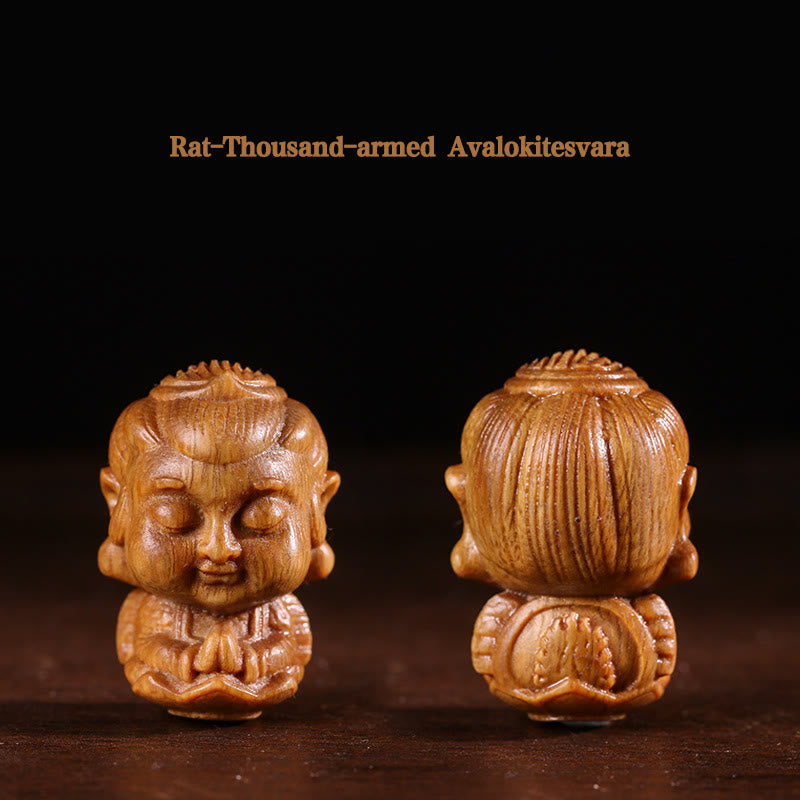 Zodiaco cinese Natale Buddha Sandalo verde Loto Inciso Decorazione positiva per la casa