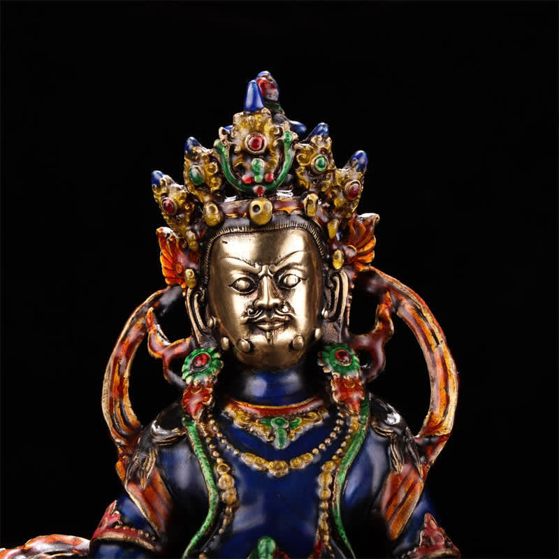 Statua in rame della serenità della statuetta del Bodhisattva Jambhala giallo, decorazione per la casa
