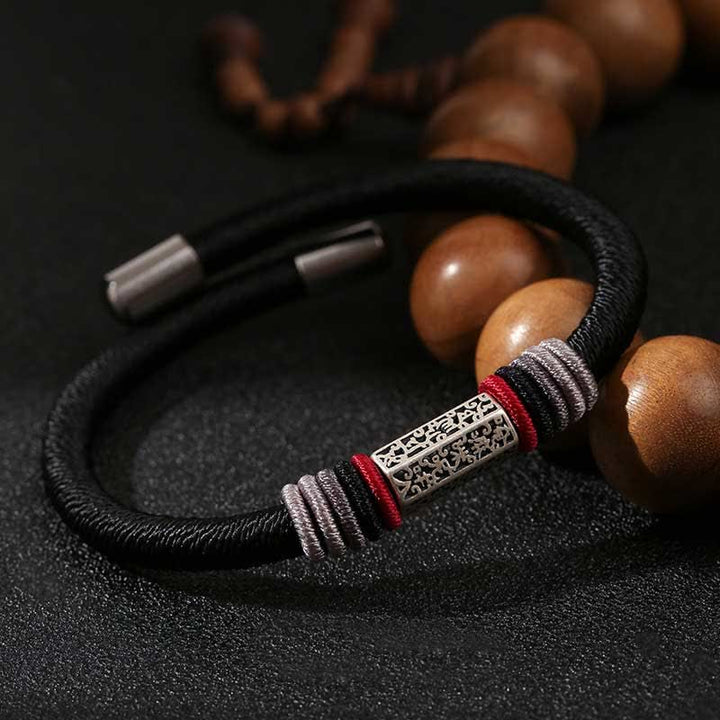 Bracciale Buddha Stones 925 Sterling Silver Om Mani Padme Hum Peace Red String - Nero (misura del braccialetto 21 cm) - image 10