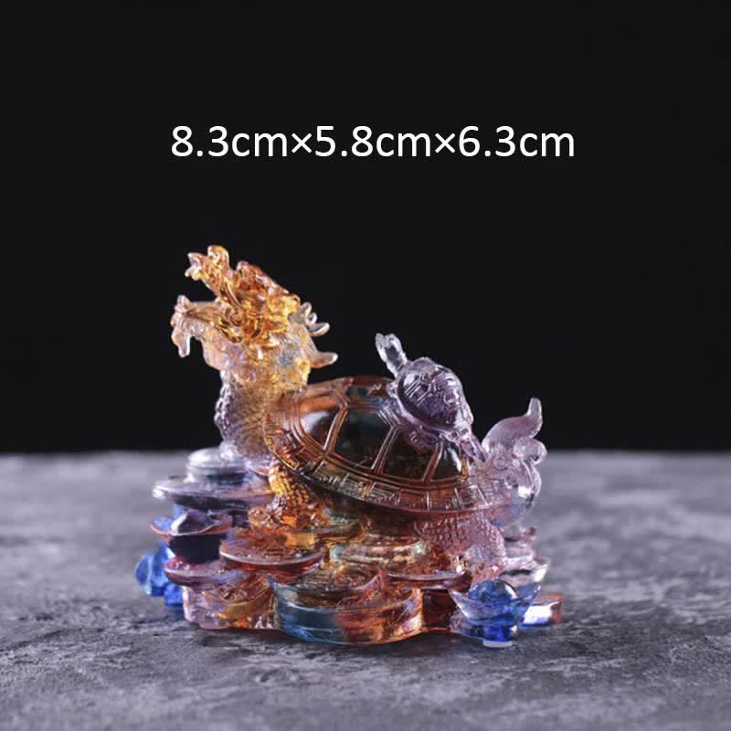 Buddha Stones Feng Shui Drago Tartaruga Monete Fatto a Mano Cristallo Liuli Fortuna Pezzo d'Arte Decorazione per Casa Ufficio