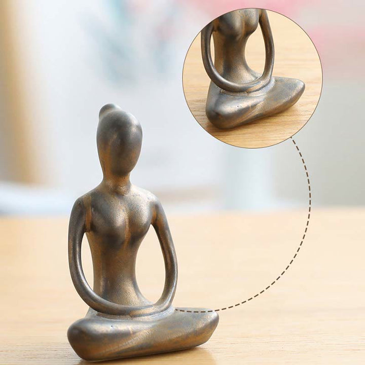 Astratto Yoga Meditazione Esercizio Ceramica Spirituale Figurina Scultura Decorazione