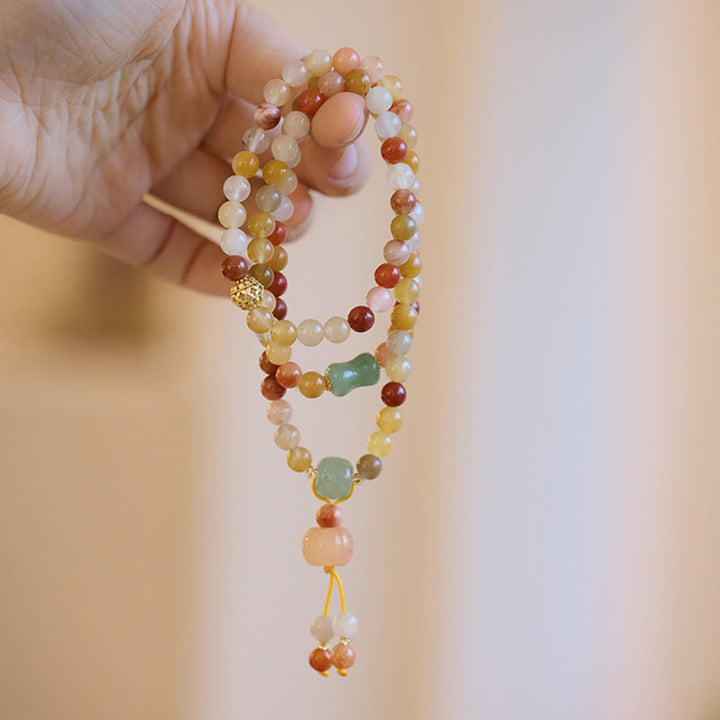 Braccialetto triplo giro Buddha Stones Natural Golden Silk Jade Pumpkin Charm Wealth Luck