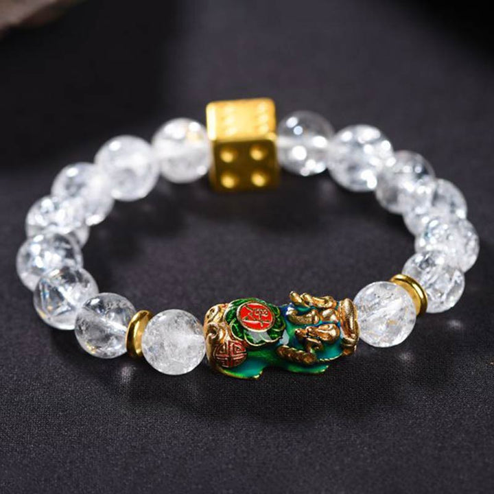 Braccialetto Buddha Stones Pixiu White Crystal Dice Wealth che cambia colore