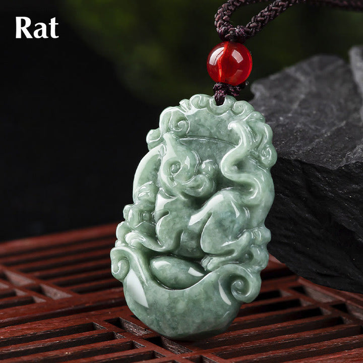 Collana con ciondolo Buddha Stones Natural Jade 12 Zodiaco Cinese Prosperità - Ratto - image 6
