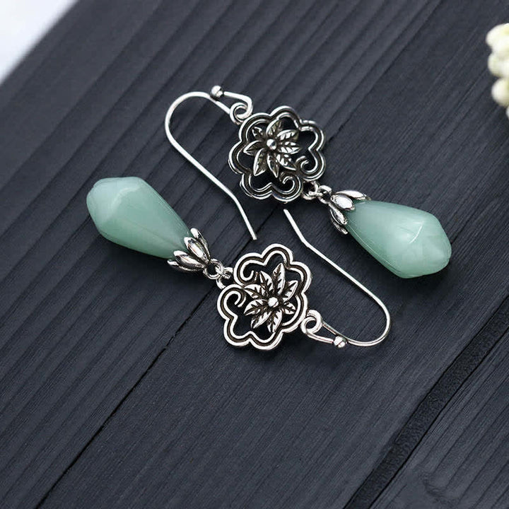 Orecchini pendenti Buddha Stones Magnolia Flower Jade Water Drop Prosperity