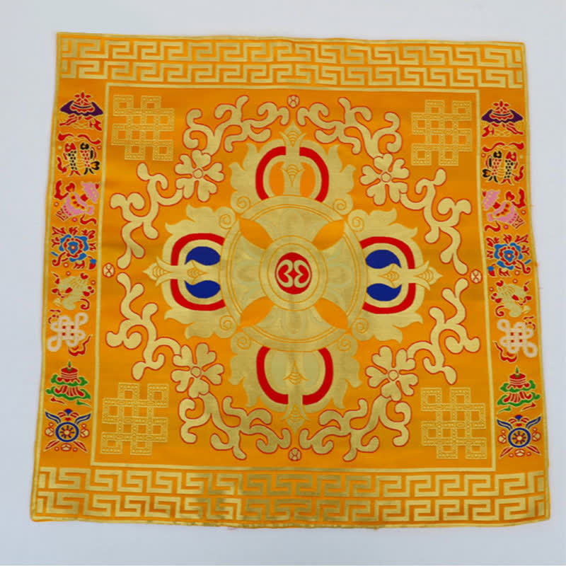 Tappetino da altare con preghiera a nodo infinito, meditazione curativa, 8 simboli di buon auspicio, runner da tavolo