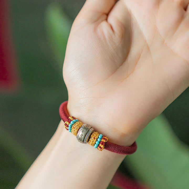Bracciale intrecciato con amuleto Buddha Stones fatto a mano con nodo di King Kong, protezione dalla fortuna