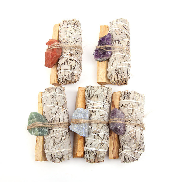 Buddha Stones Palo Santo naturale Ametista Avventurina verde Cristallo Salvia bianca Smudge Purifica Set altare Forniture spirituali