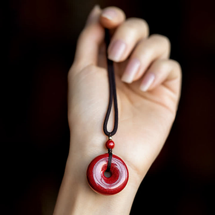 Collana con ciondolo con fibbia della pace , Buddha Stones, cinabro, benedizione e calma