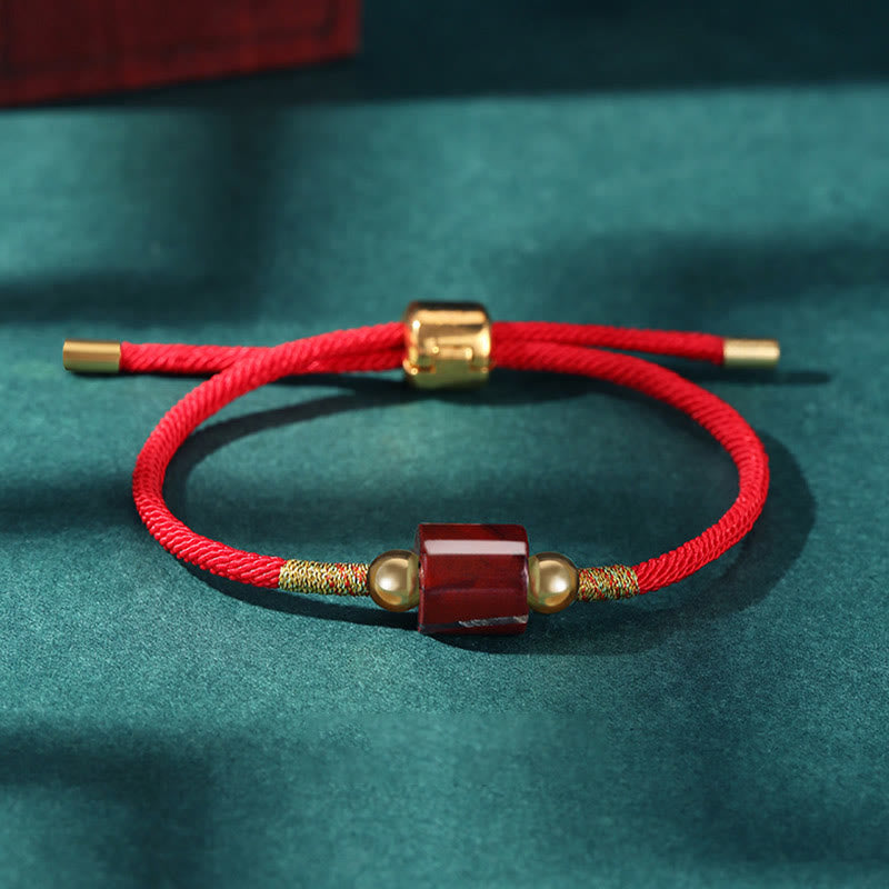 Braccialetto in corda intrecciata con protezione dalla fortuna in malachite, fatto a mano in Tibet, con Buddha Stones verde e pietra rossa
