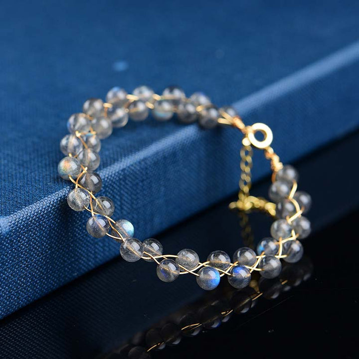 Braccialetto di benedizione dell'amore con pietra di luna naturale Buddha Stones