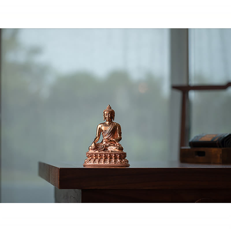 Statua di Buddha Gautama Shakyamuni in rame, decorazione per la casa