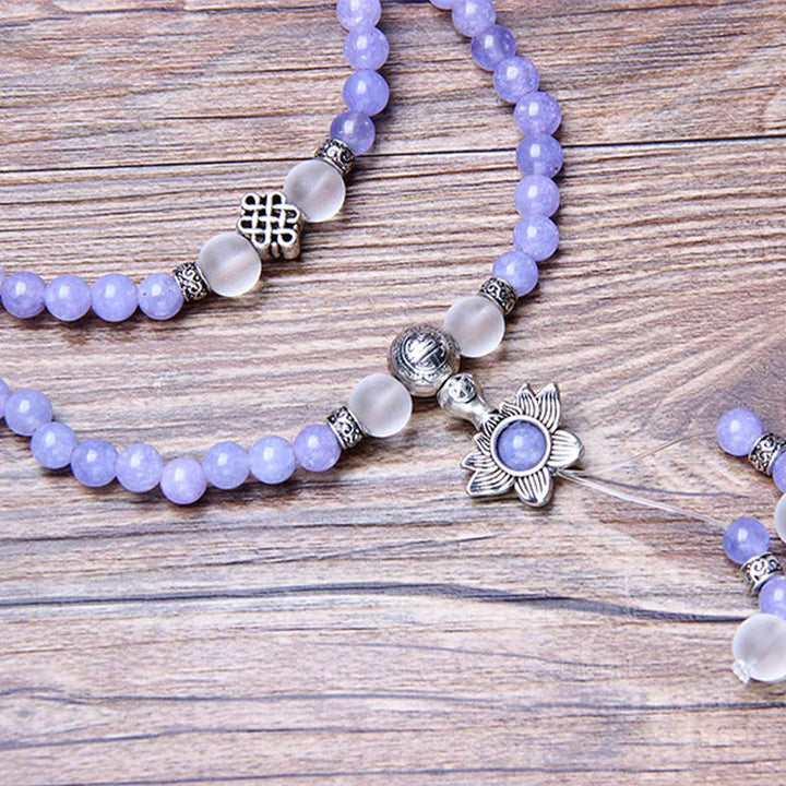 Braccialetto Mala con perline di diaspro viola Buddha Stones Strength