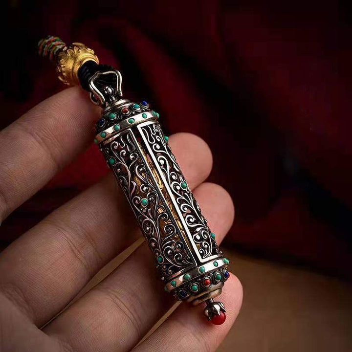 Buddha Stones Tibetano Avalokitesvara Argento Ricchezza Protezione Decorazione