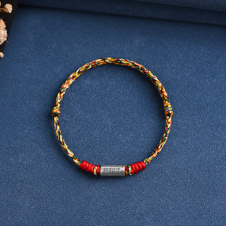 Buddha Stones Bracciale Cavigliera in Argento Sterling 925 Fatto a Mano Tutto Va Bene Design Protezione Forza - Cavigliera (circonferenza 18-30 cm) - Corda colorata - image 19