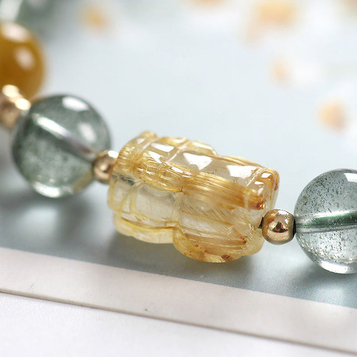 Bracciale Buddha Stones Green Phantom Citrine PiXiu Confidence