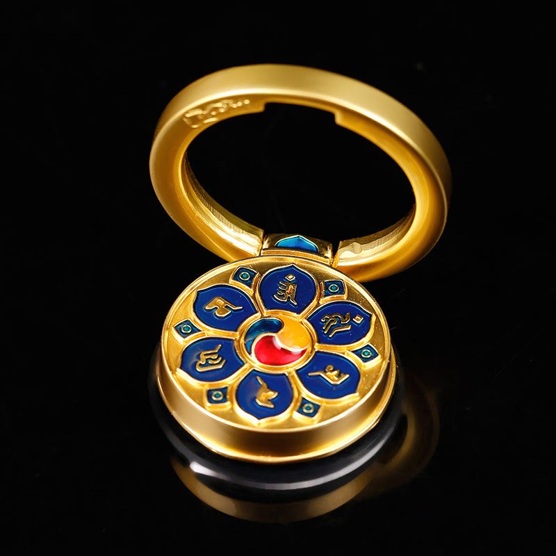 Supporto per anello per telefono con simbolo della pace tibetano Om Mani Padme Hum, decorazioni universali per telefono - Mantra blu a sei caratteri - image 27