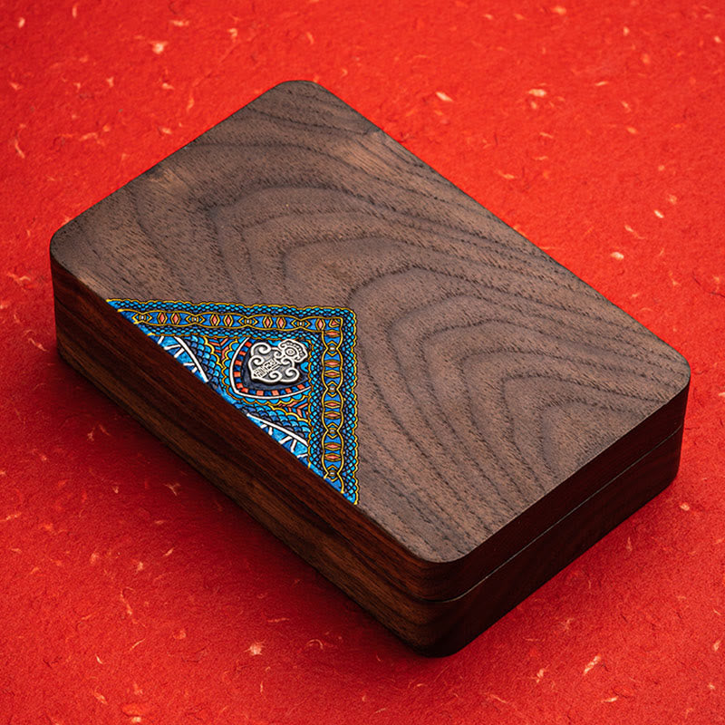 Scatola portagioie in legno di noce nero fatta a mano, vintage, scatola regalo in legno