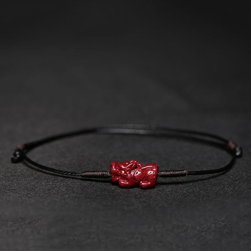 Braccialetto intrecciato con benedizione di Buddha Stones , fatto a mano, con fiore di prugna, quadrifoglio, PiXiu, loto, pesce koi, cinabro