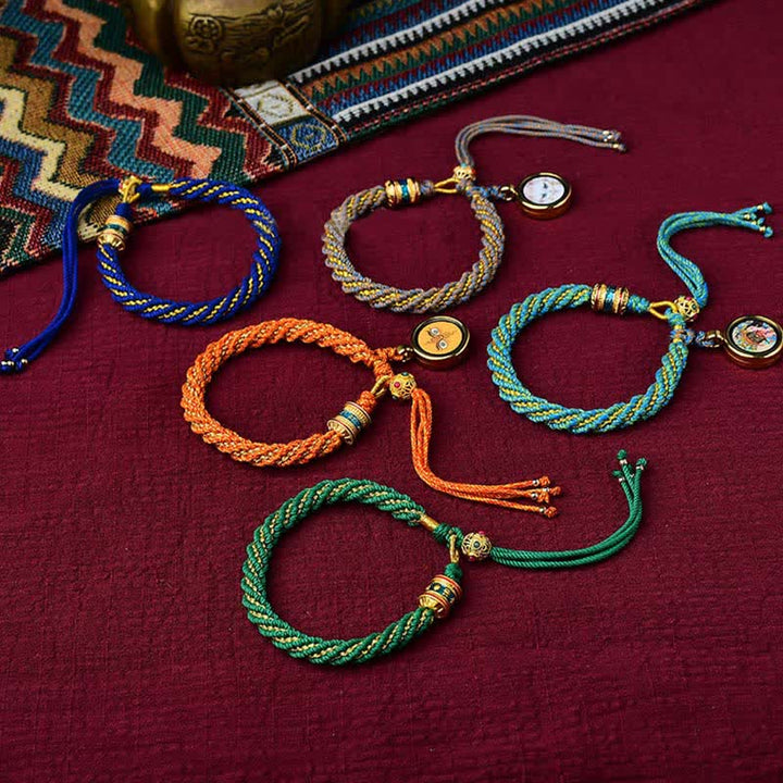 Braccialetto con ciondolo a forma di ruota di preghiera con ciondolo a forma di Thangka, fatto a mano in tibetano, con Buddha Stones