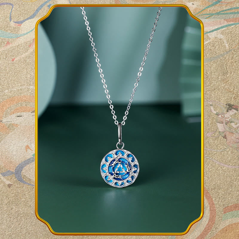 Collana pendente in argento sterling 925 con tre conigli in equilibrio, turchese rotondo , Buddha Stones