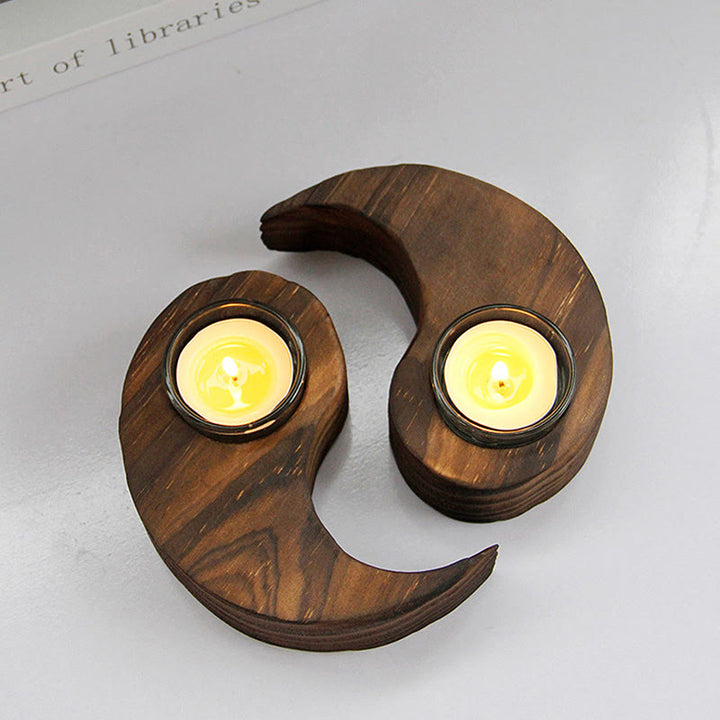 Buddha Stones Yin Yang Portacandele in legno Meditazione Rituali Usa oggetti