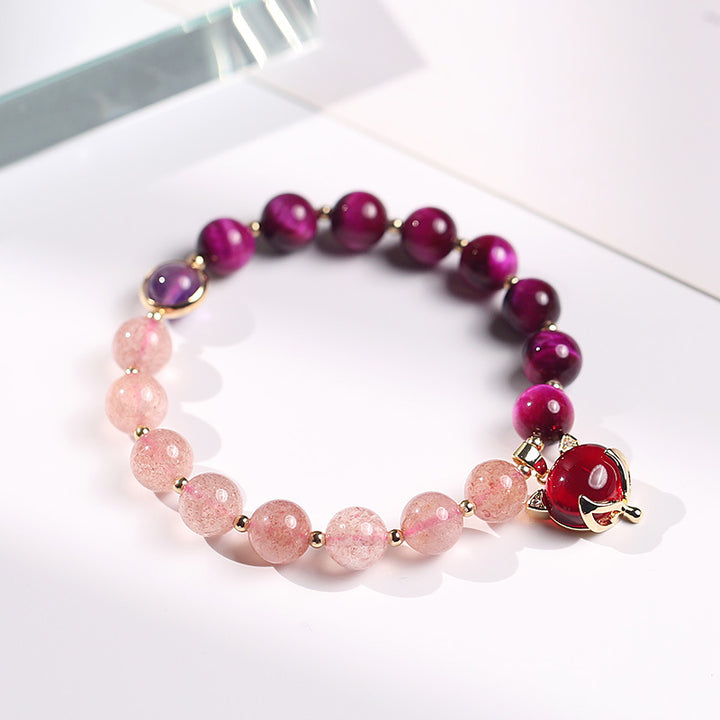 Braccialetto Buddha Stones Natural Strawberry Quartz Pixiu Love