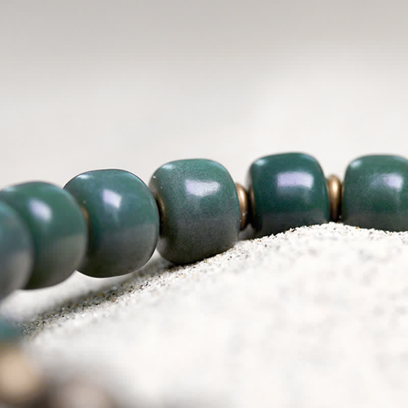 Braccialetto di successo in rame con semi di Bodhi ciano tibetano