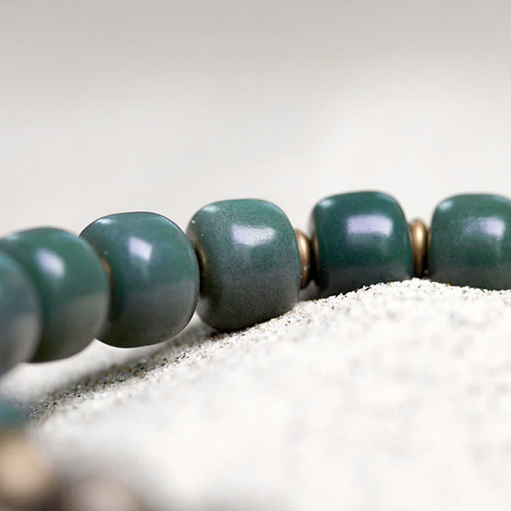 Braccialetto di successo in rame con semi di Bodhi ciano tibetano