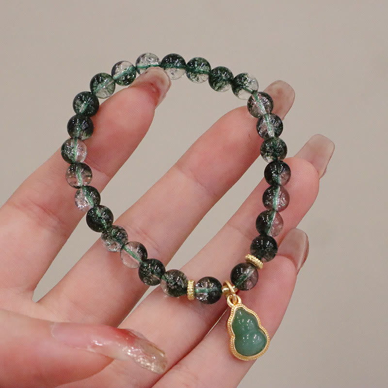 Braccialetto con ciondolo Buddha Stones naturale verde fantasma della fiducia in zucca