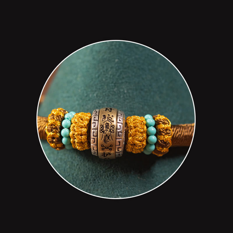 Bracciale intrecciato con amuleto Buddha Stones fatto a mano con nodo di King Kong, protezione dalla fortuna