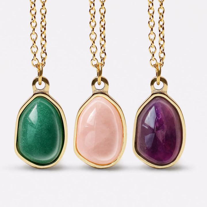 Collana con ciondolo di benedizione in quarzo rosa, ametista, avventurina verde naturale Buddha Stones