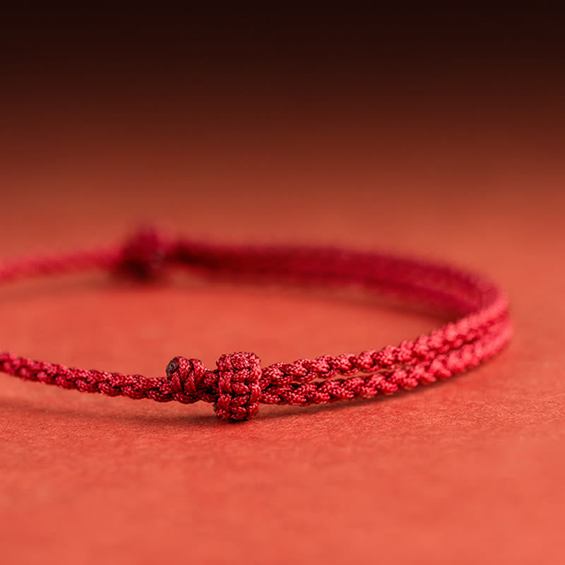 Braccialetto intrecciato in corda rossa con perle di agata e carattere Fu in argento sterling 925 con pietre Buddha Stones