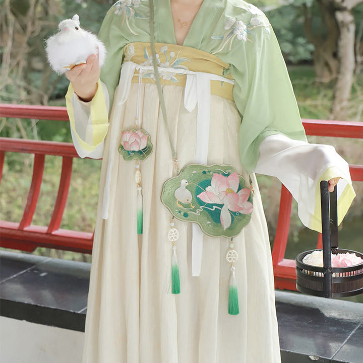 Buddha Stones Fortuna Ricamo Loto Koi Pesce Coniglio Fiore Borsa Hanfu Borsa a Tracolla Borsa a Tracolla - image 12