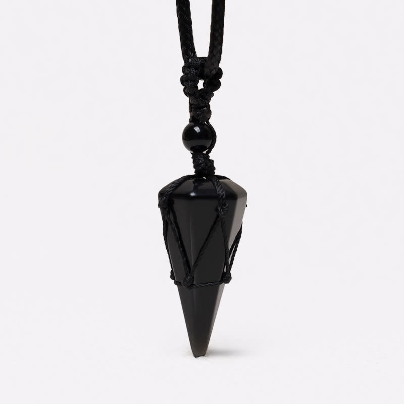 Collana con ciondolo a punta in pietra naturale Buddha Stones