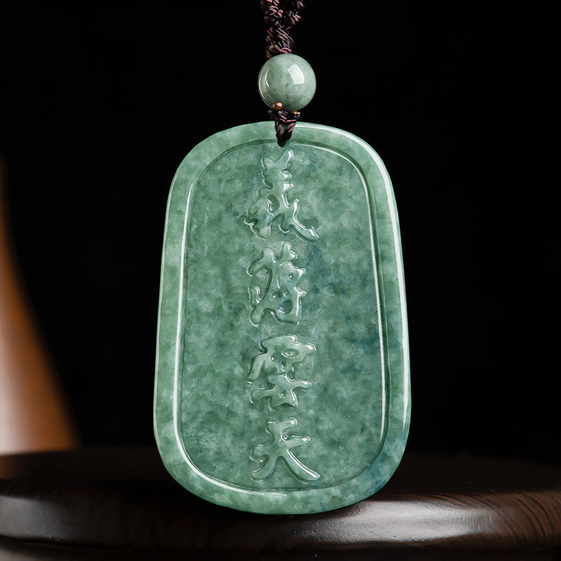 Collana con ciondolo di giada naturale Guan Gong Amuleto Ricchezza