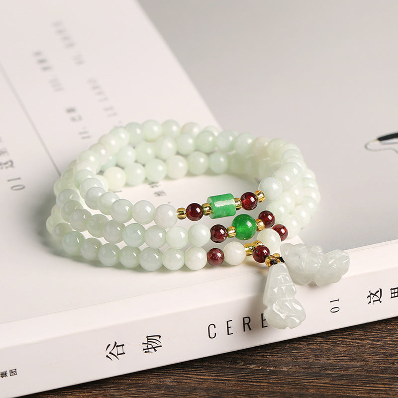 Bracciale Buddha Stones in giada naturale Pixiu Buddha Abbondanza