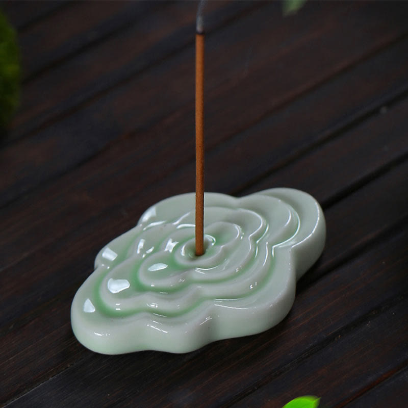 Buddha Stones Mini Nuvole di Buon Auspicio Design Bastoncino di Guarigione Ceramica Piccolo Bruciatore di Incenso Decorazione
