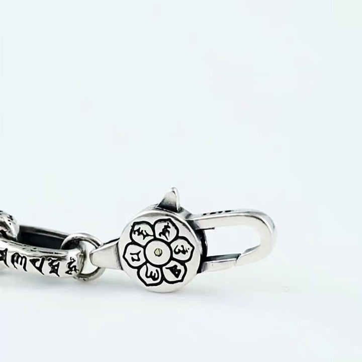 Braccialetto della saggezza inciso in rame con Buddha Stones Om Mani Padme Hum Double Dorje