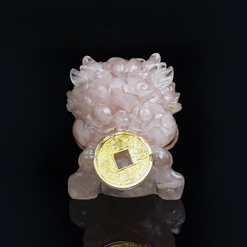 Buddha Stones fatte a mano carine PiXiu moneta d'oro cristallo Fengshui energia ricchezza fortuna decorazione della casa - Cristallo rosa (Fascino♥Popolarità) - image 5