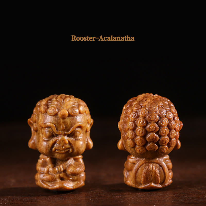 Zodiaco cinese Natale Buddha Sandalo verde Loto Inciso Decorazione positiva per la casa - Gallo-Acalanatha - image 11