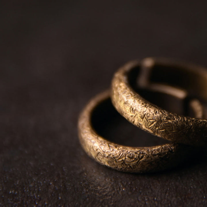 Anello di coppia portafortuna in rame con design vintage tibetano