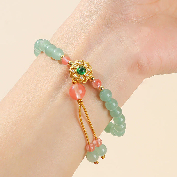 Braccialetto con perline portafortuna in avventurina verde Buddha Stones